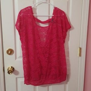 Torrid hot pink lace cover top. Never worn